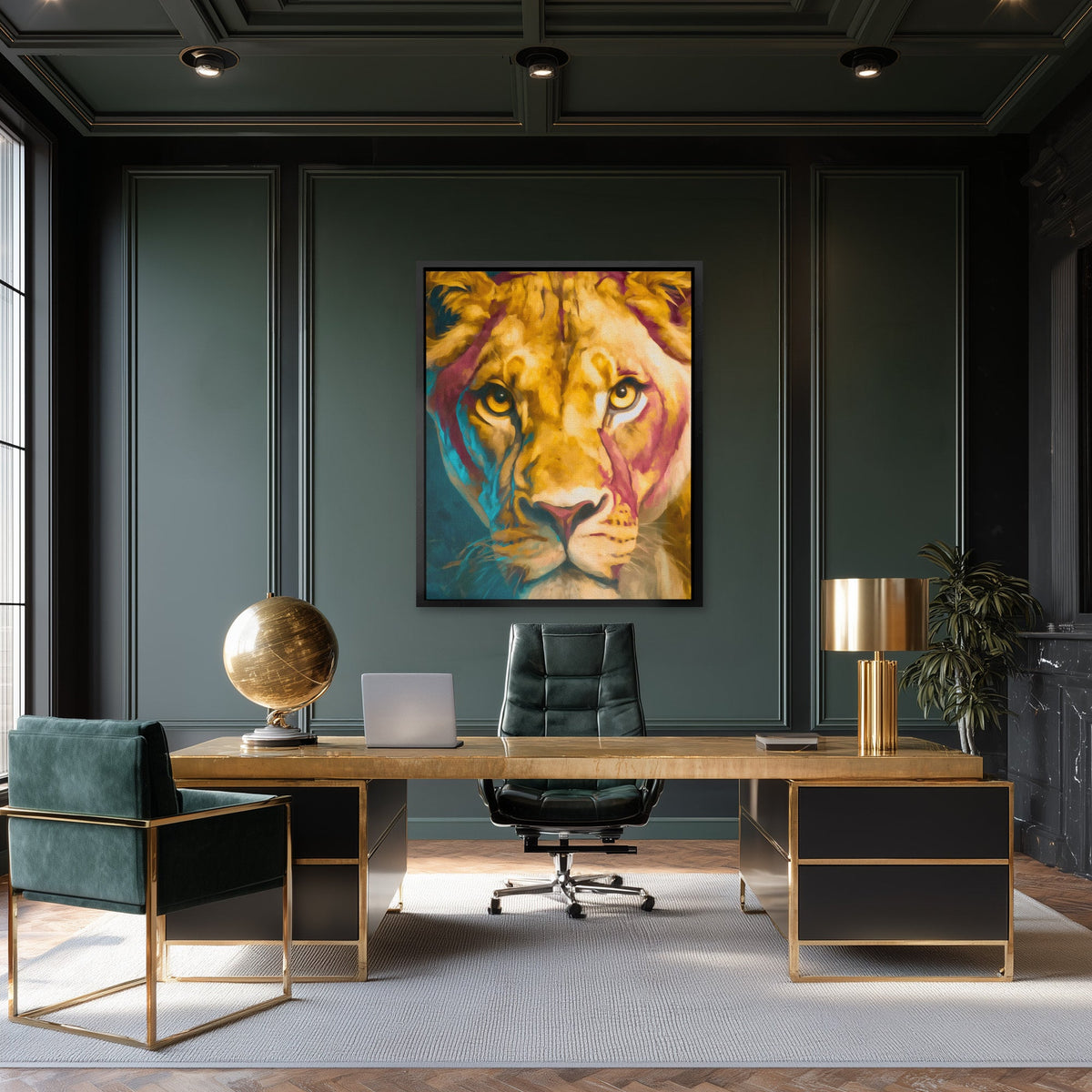 Lion's Amber Storm - Luxury Wall Art