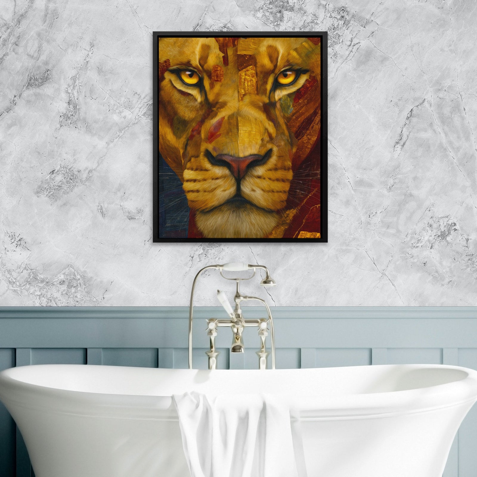 Lion's Fractured Gold - Luxury Wall Art