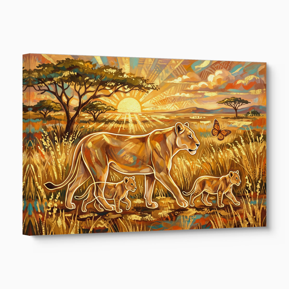Lions Golden Sunrise — lions golden sunrise angled flush print