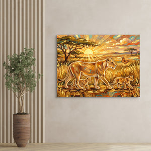 Lions Golden Sunrise — lions golden sunrise sq tree wall 1land flush print
