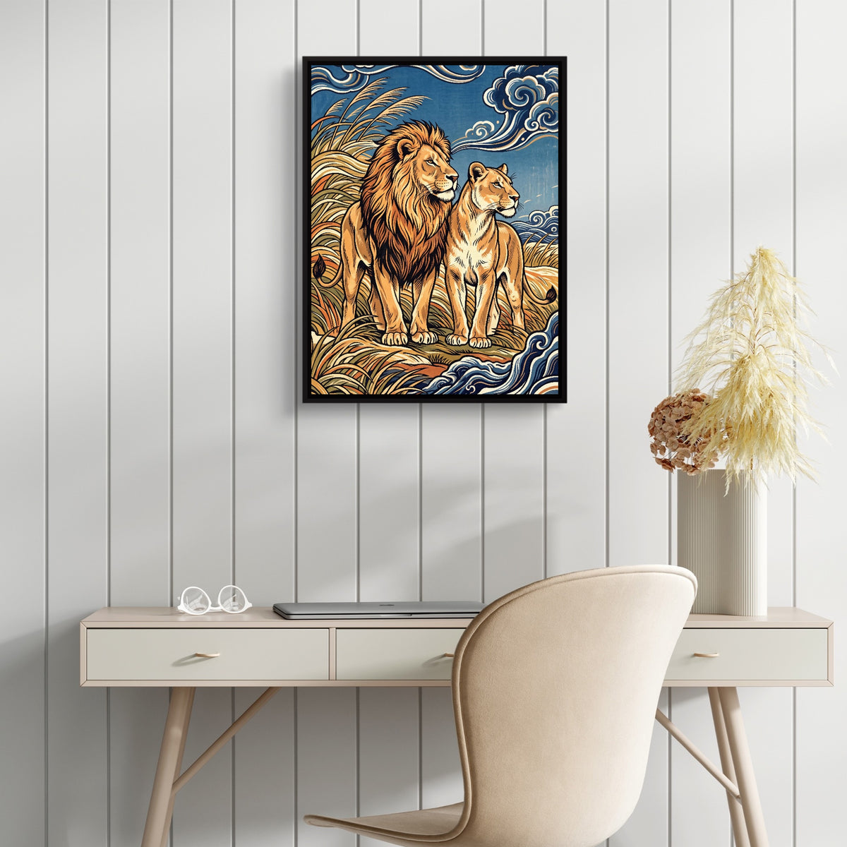 Lions Golden Watch — lions golden watch sq white table 1port framed black