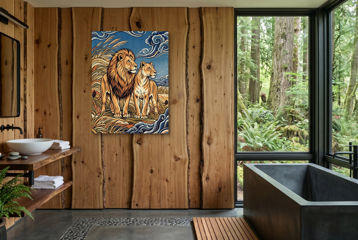 Lions Golden Watch — lions golden watch wooden bathroom with window 1port flush print