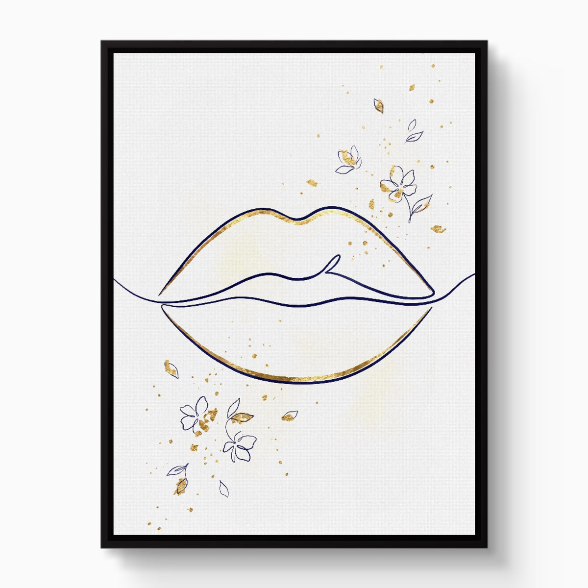 Lips Golden Line — lips golden line white studio framed black