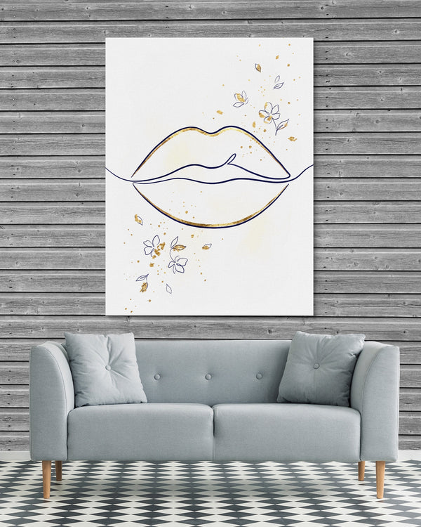 Lips Golden Line in a room