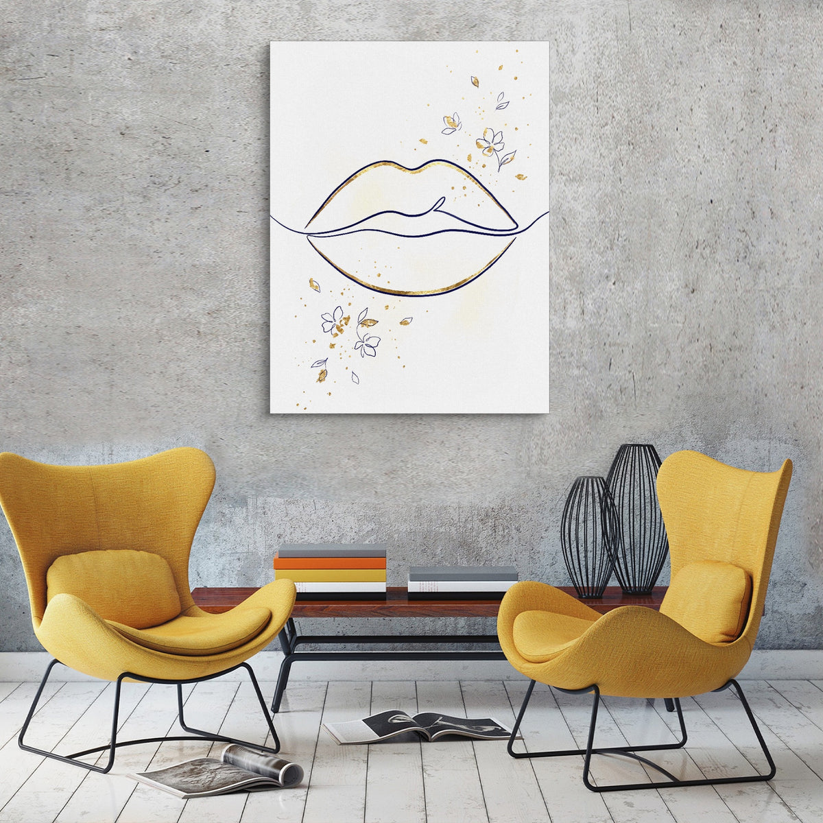 Lips Golden Line — lips golden line sq red chairs 1port flush print