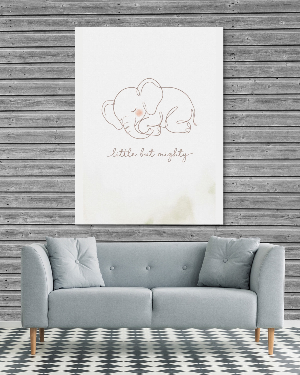 Little But Mighty — little but mighty psd grey wood checkers couch 1port flush print