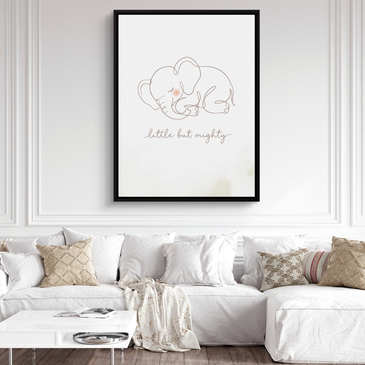 Little But Mighty — little but mighty sq white couch and wall 1port framed black
