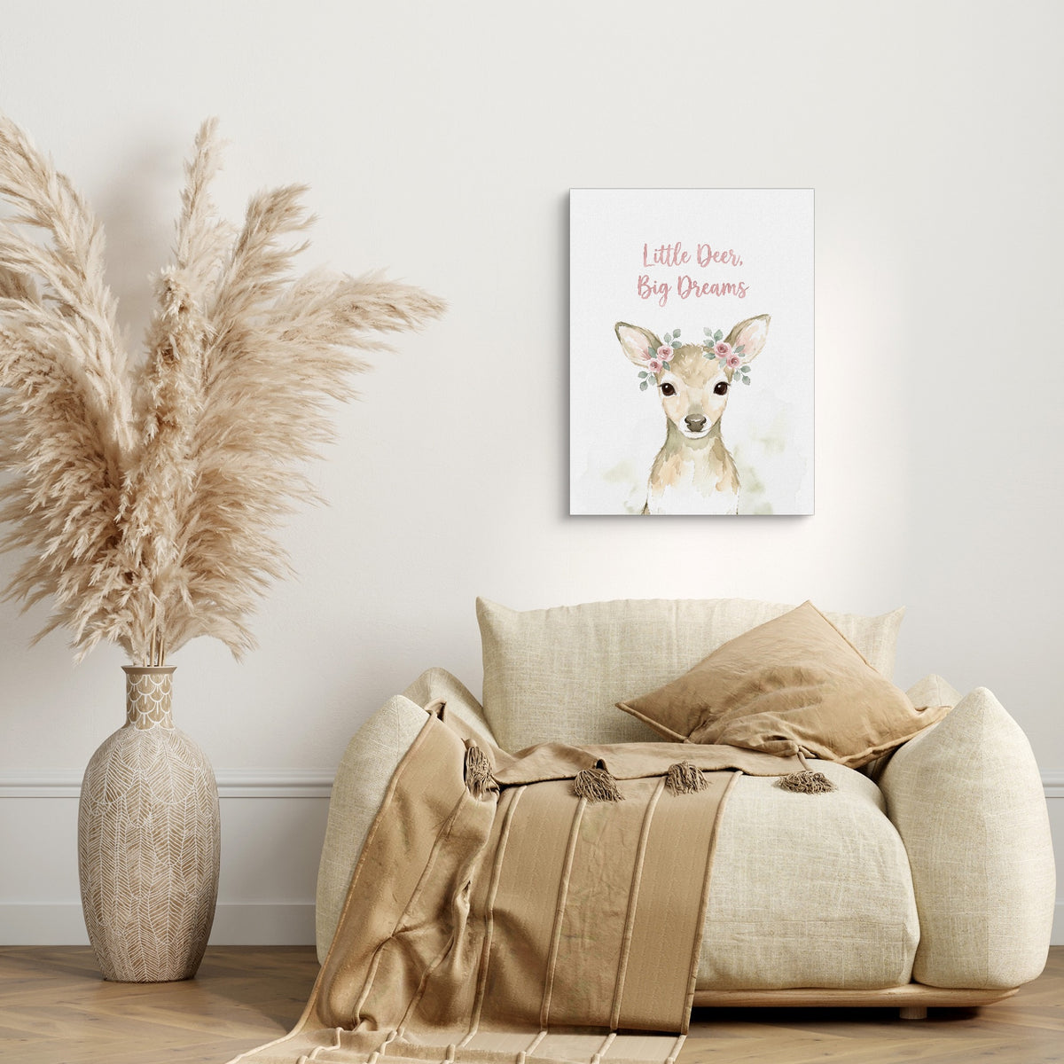 Little Deer, Big Dreams — little deer, big dreams sq beige couch 1port flush print