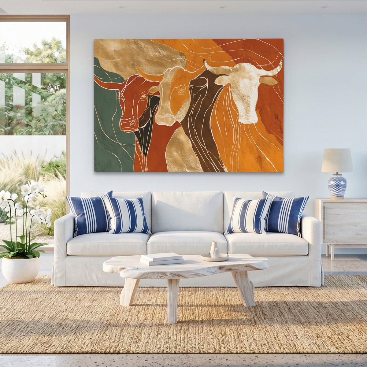 Longhorns Ochre Procession — Longhorns Ochre Procession Beach House Land 33