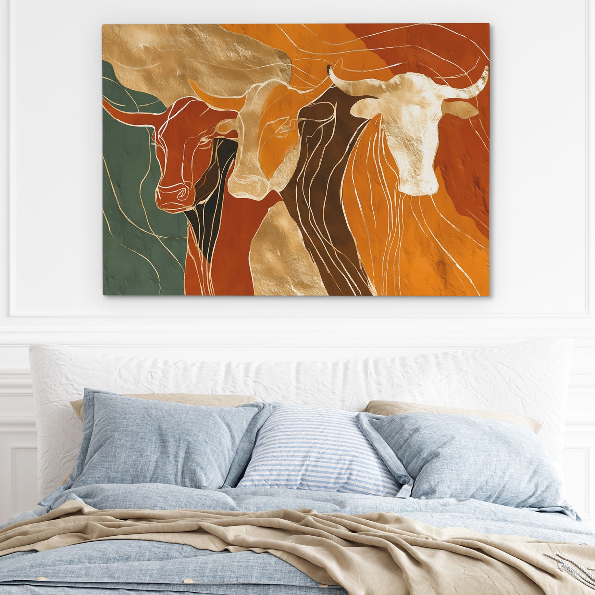 Longhorns Ochre Procession — Longhorns Ochre Procession Light Blue Bed 222