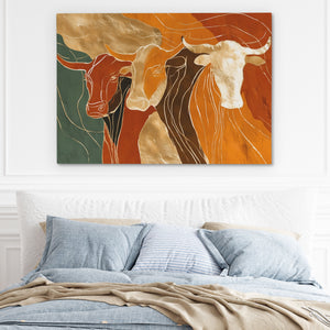 Longhorns Ochre Procession — Longhorns Ochre Procession Light Blue Bed 222