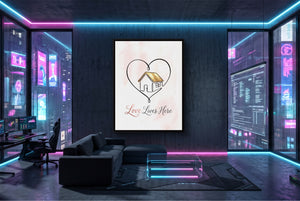 Loving Home Heart — loving home heart modern living room interior 1port framed black