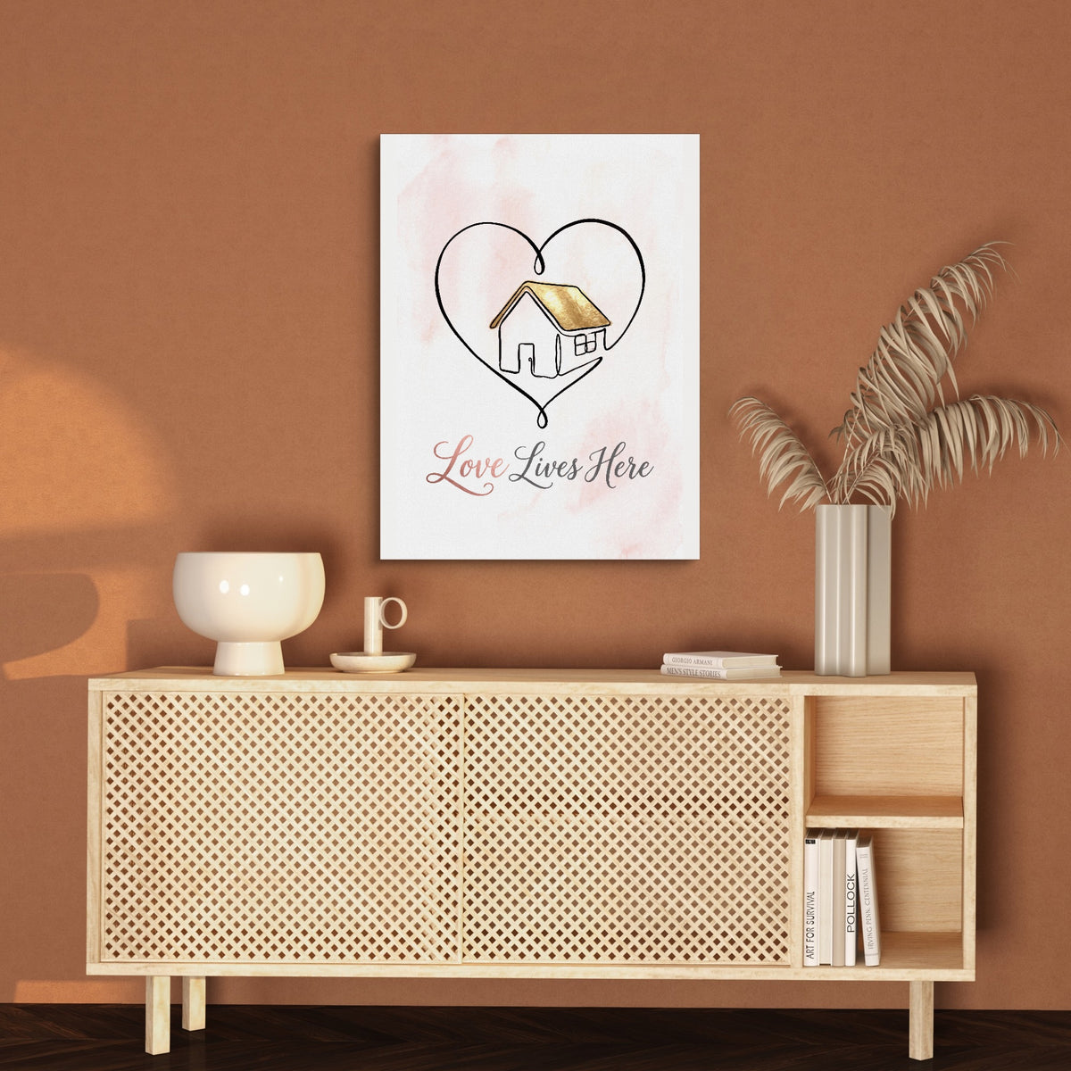 Loving Home Heart — loving home heart sq brown wall 1port flush print