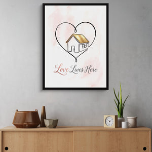Loving Home Heart — loving home heart sq land cactus wall 1port framed black