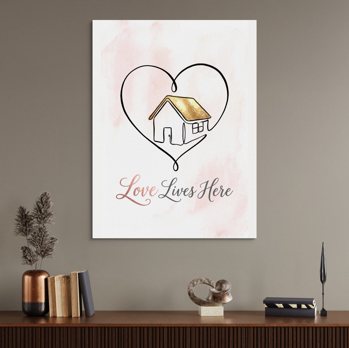 Loving Home Heart — loving home heart sq office desk wall 1port flush print