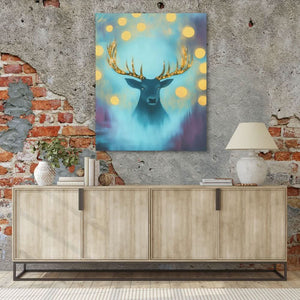 Luminary Stag - Blue Wall Art for Meditation Room