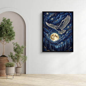 Luminous Owl Midnight — luminous owl midnight sq zen room 1port framed black