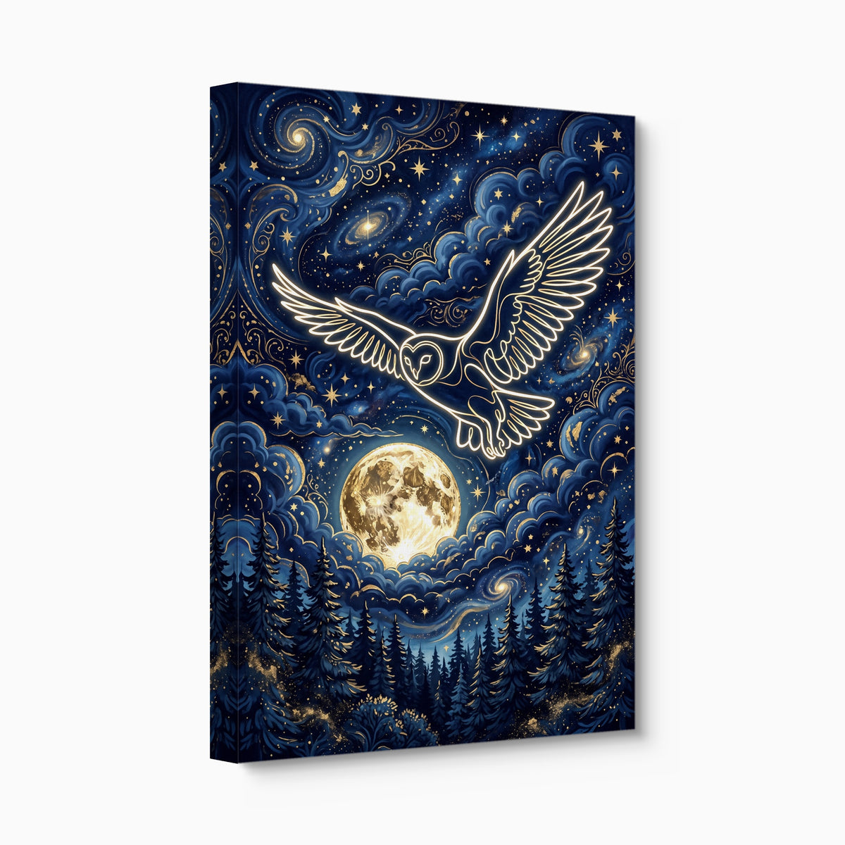 Luminous Owl Midnight — luminous owl midnight angled flush print