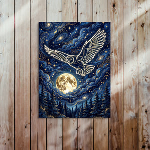 Luminous Owl Midnight — luminous owl midnight sq bed 2 wood panel 1port flush print