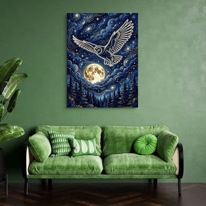Luminous Owl Midnight — luminous owl midnight sq green couch 1port flush print