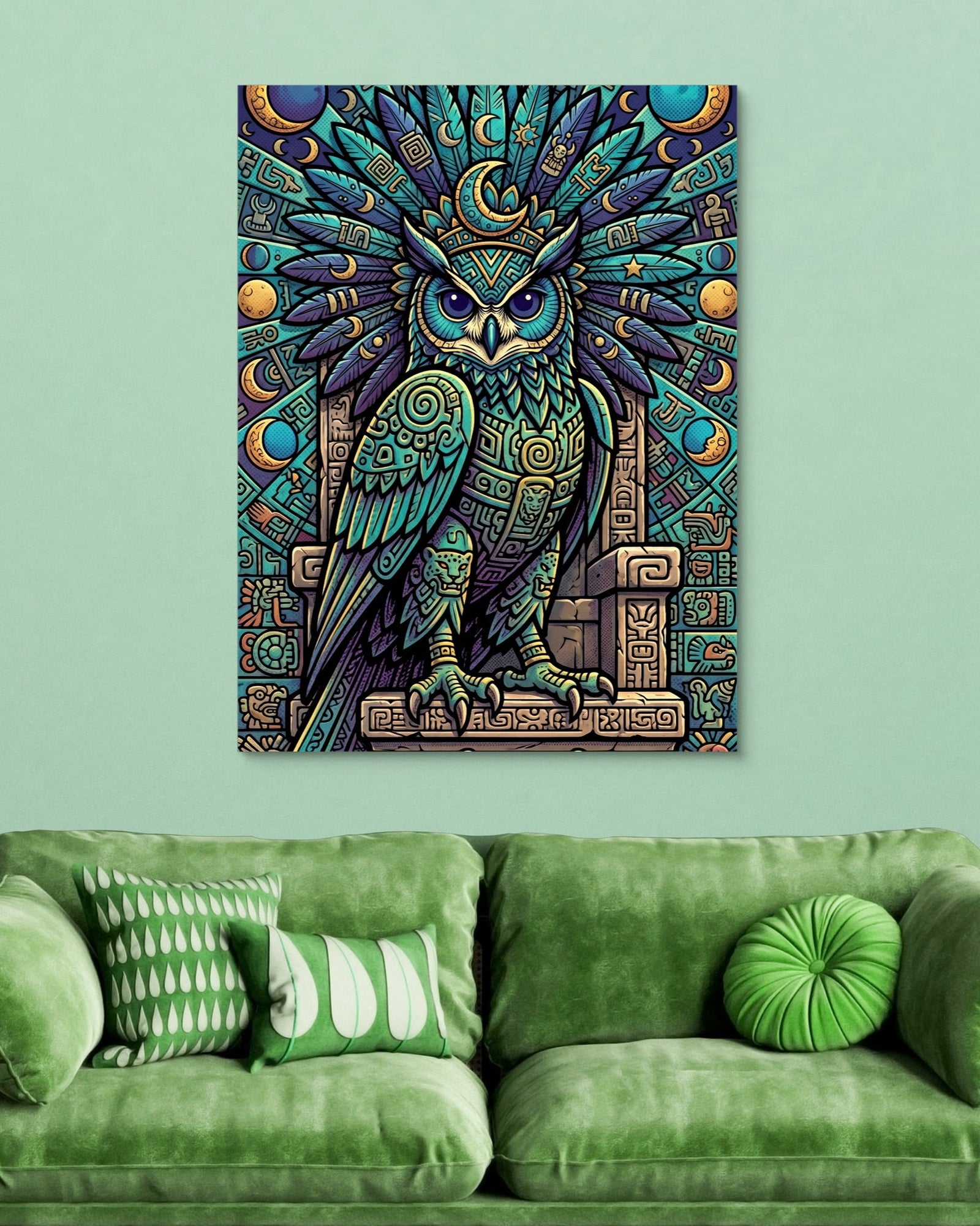 Lunar Guardian Owl — lunar guardian owl white studio framed black
