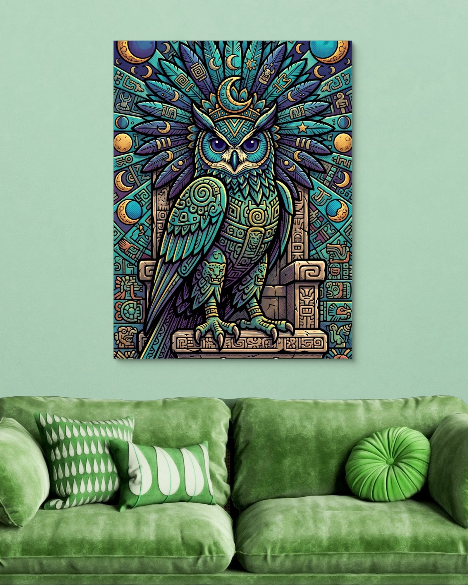 Lunar Guardian Owl — lunar guardian owl white studio framed black