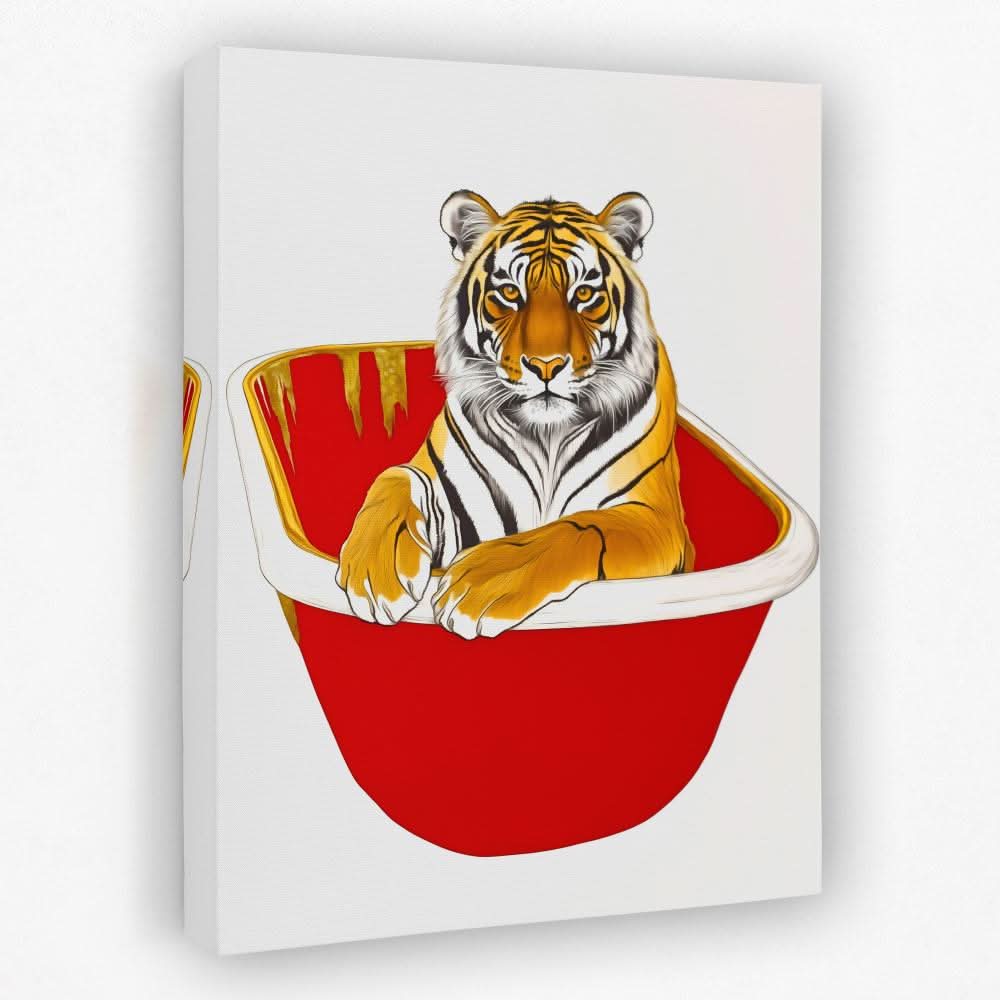 Luxury Tiger Bath - Animals Canvas Wall Art