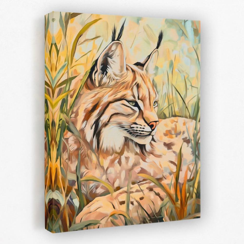 Lynx Meadow Rest - Animals Canvas Wall Art