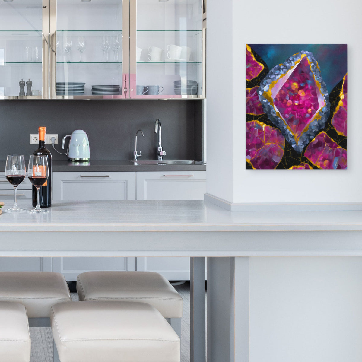 Magenta Geode Cluster - Luxury Wall Art