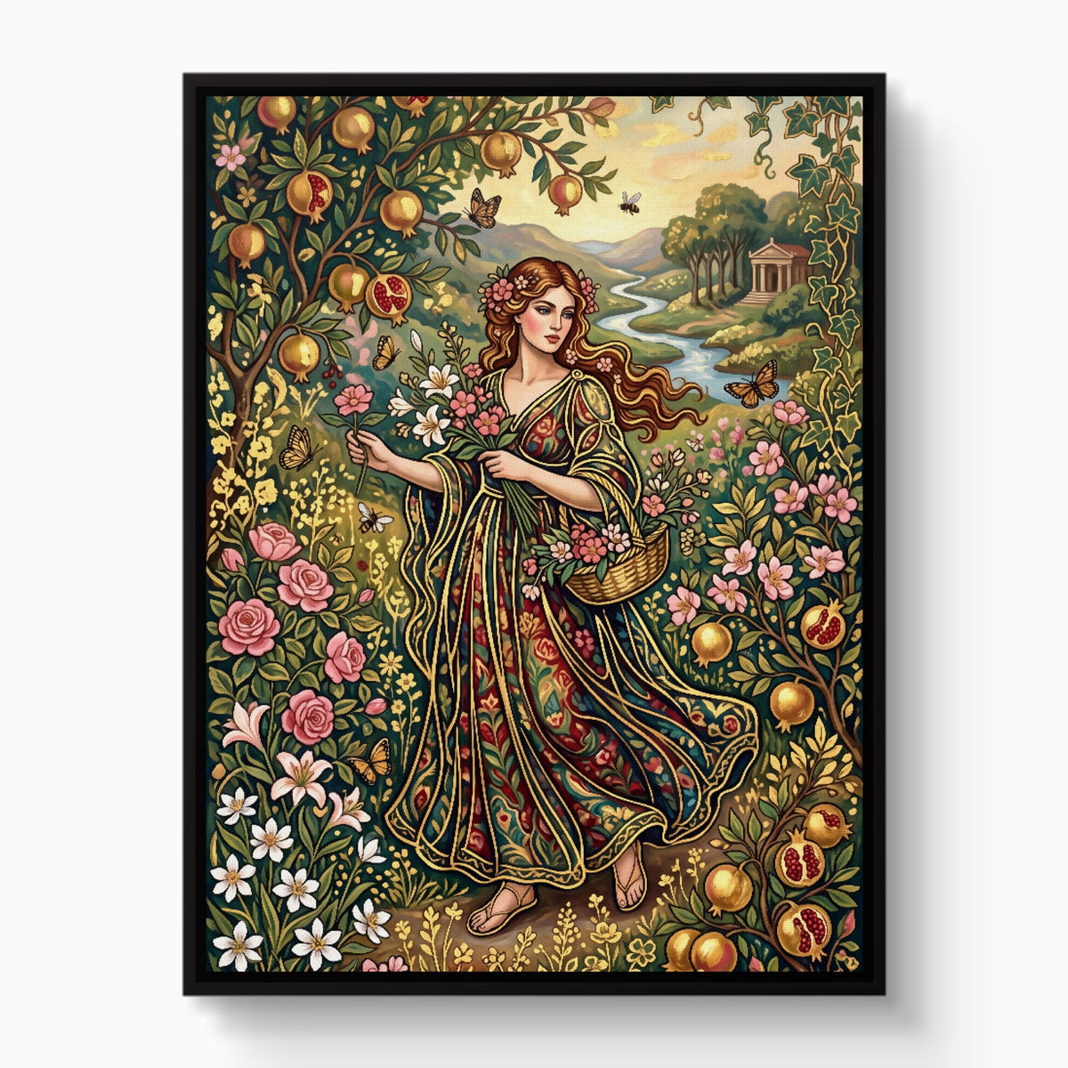 Maiden Flowered Garden — maiden flowered garden white studio framed black