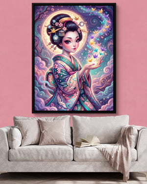 Maiden's Crane Flight — maiden's crane flight psd pink wall pink couch 1port framed black