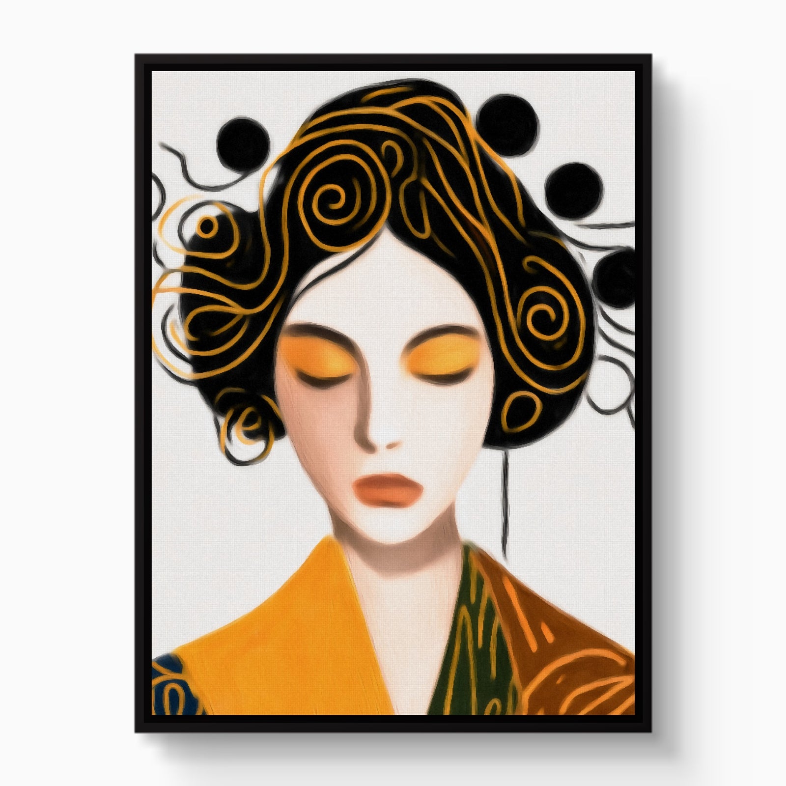 Maiko Golden Portrait — maiko golden portrait white studio framed black