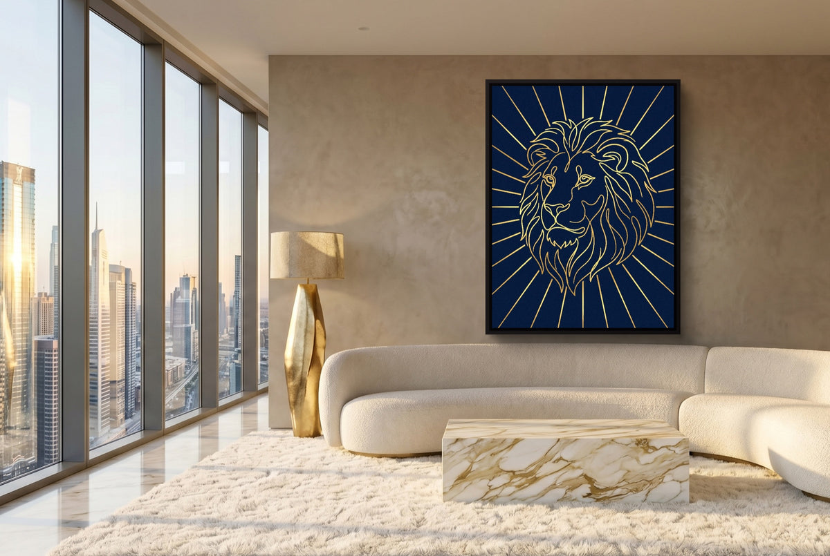 Majestic Lion Glimmer — majestic lion glimmer modern living room interior 3 1port framed black