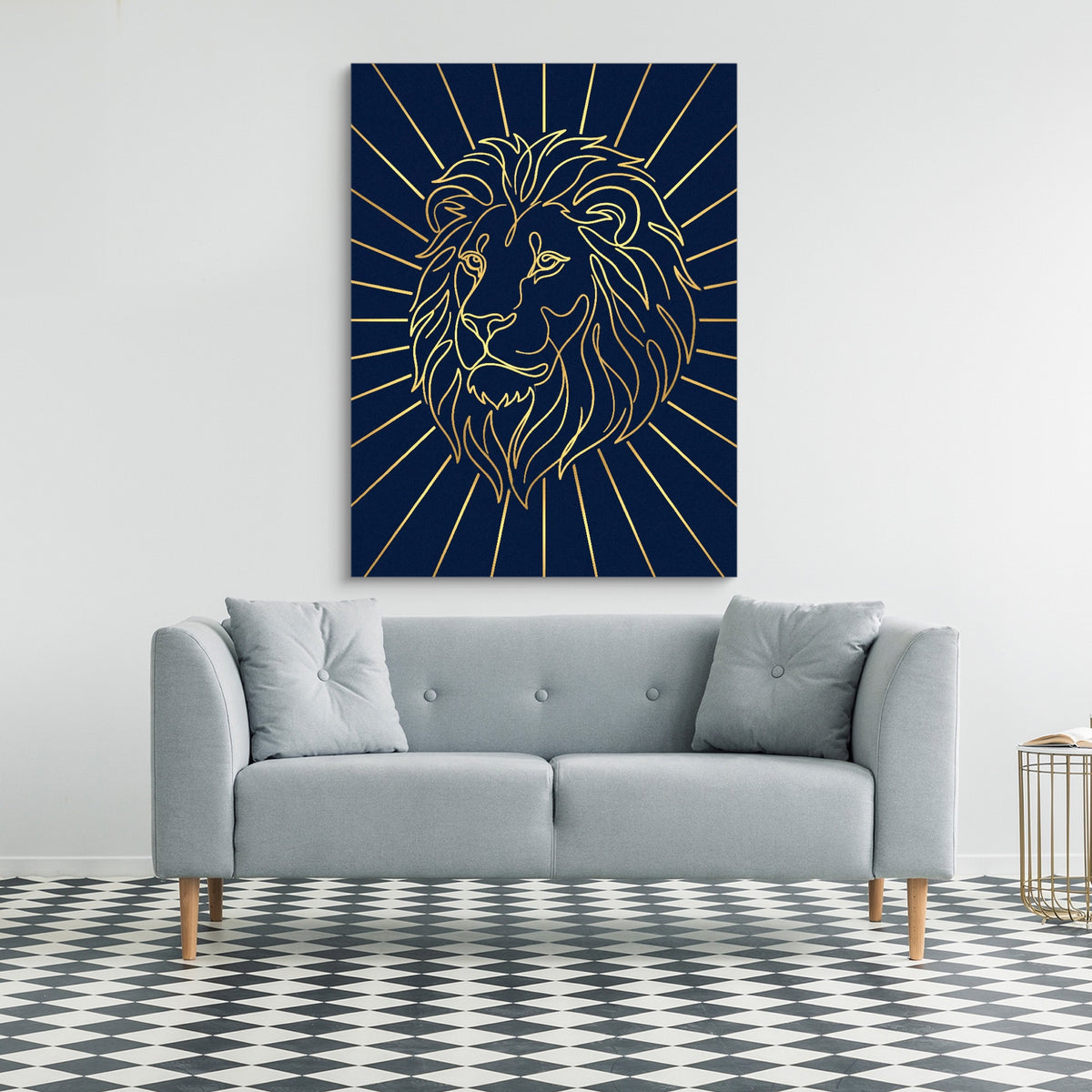 Majestic Lion Glimmer — majestic lion glimmer sq checkered floor 1port flush print