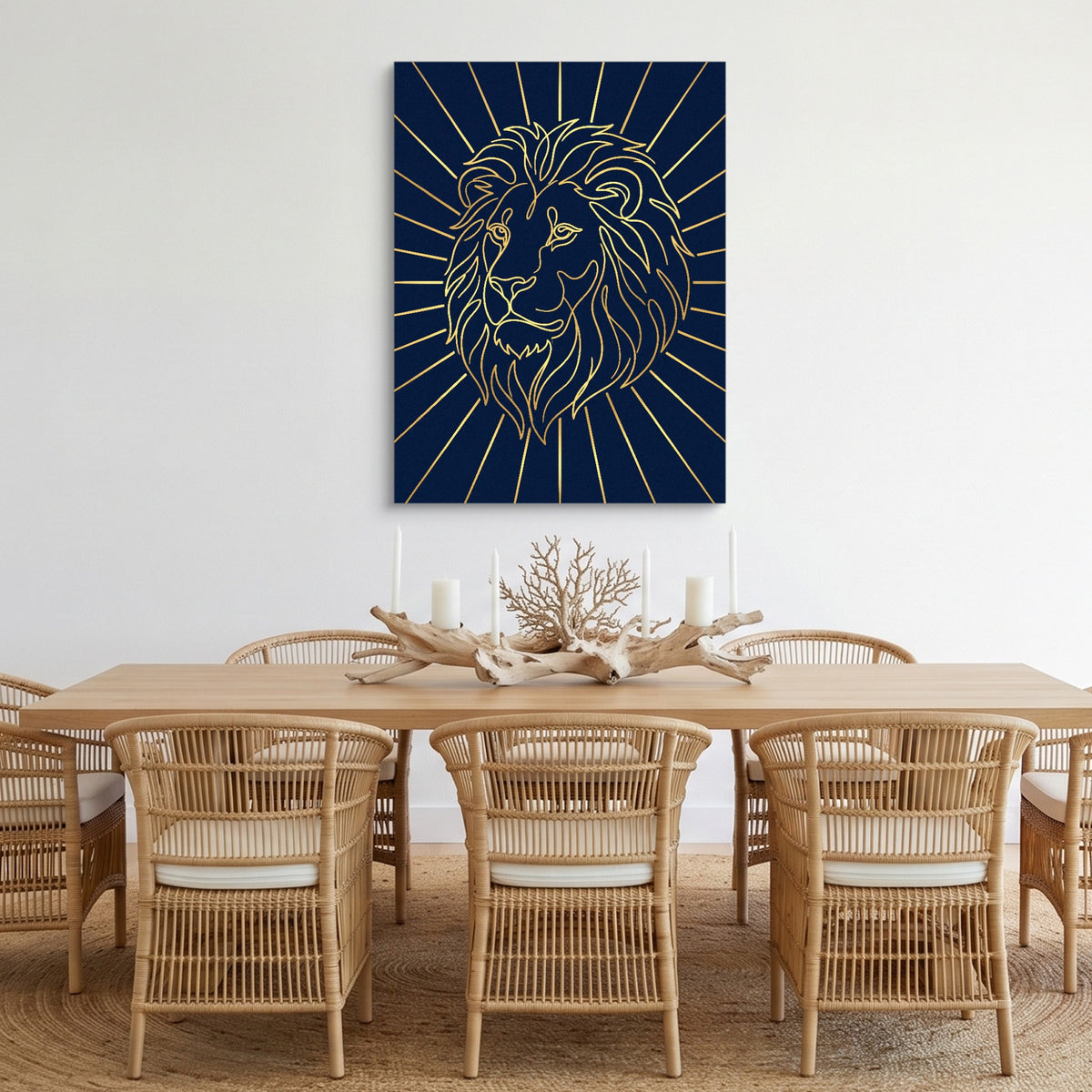 Majestic Lion Glimmer — majestic lion glimmer sq cozy dining room 1port flush print