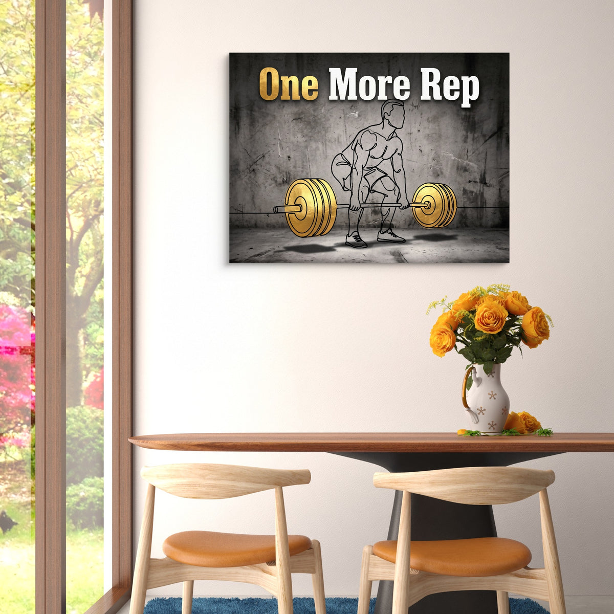 Man Golden Deadlift — man golden deadlift sq floral dining room 1land flush print