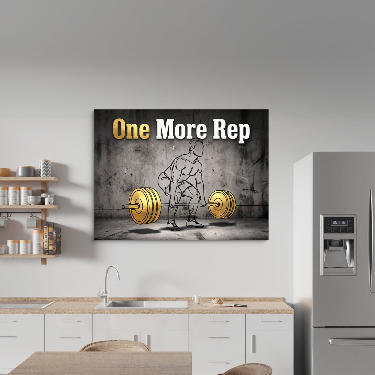 Man Golden Deadlift — man golden deadlift sq kitchen wall 1land flush print
