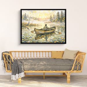 Man Rowing Sunrise — man rowing sunrise sq nice bench wall 1land framed black