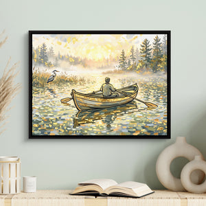 Man Rowing Sunrise — man rowing sunrise sq book table 1land framed black