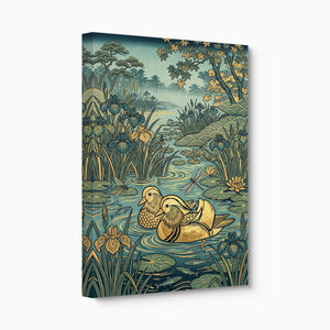 Mandarin Ducks Golden Pond — mandarin ducks golden pond angled flush print
