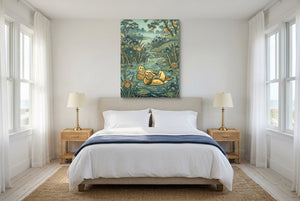 Mandarin Ducks Golden Pond — mandarin ducks golden pond bedroom with windows 1port flush print