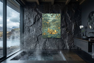 Mandarin Ducks Golden Pond — mandarin ducks golden pond small bathroom with window 1port flush print