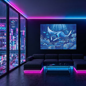 Manta Ray Descent — Manta Ray Descent Blue Pink Neon Room Land 78
