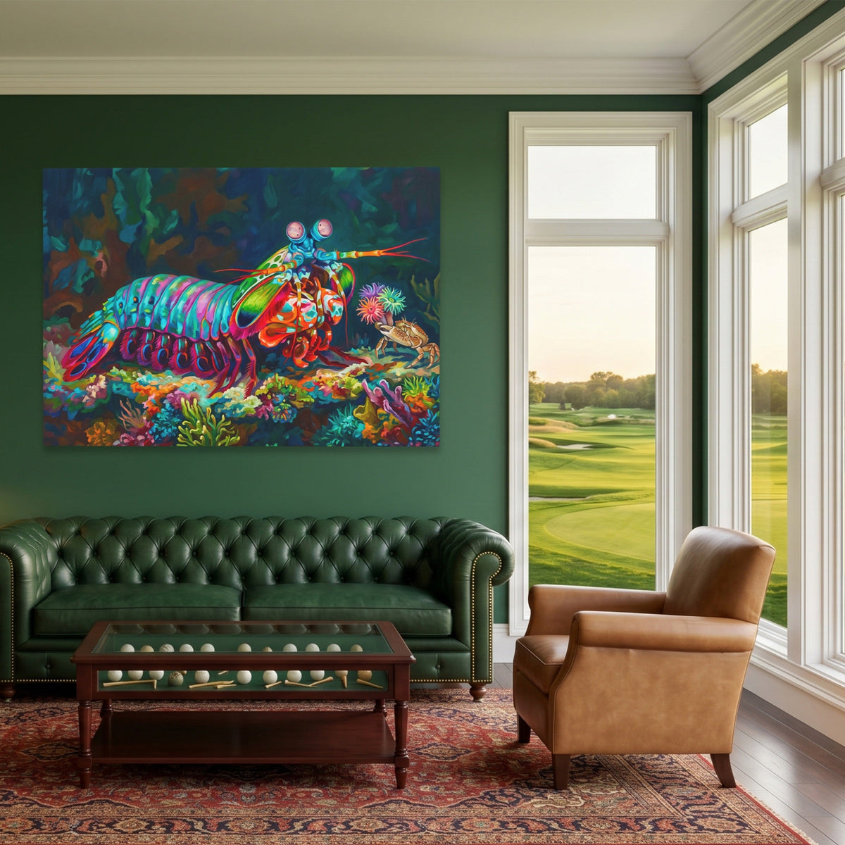Mantis Shrimp Coral Kingdom canvas wall art, room view