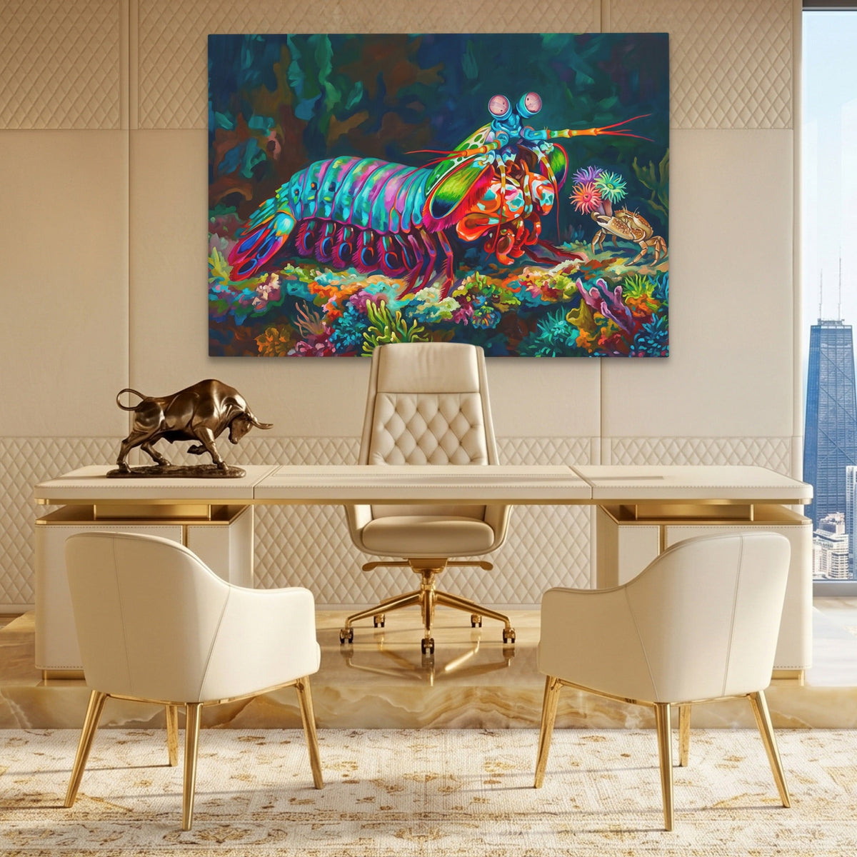 Mantis Shrimp Coral Kingdom canvas wall art, room view