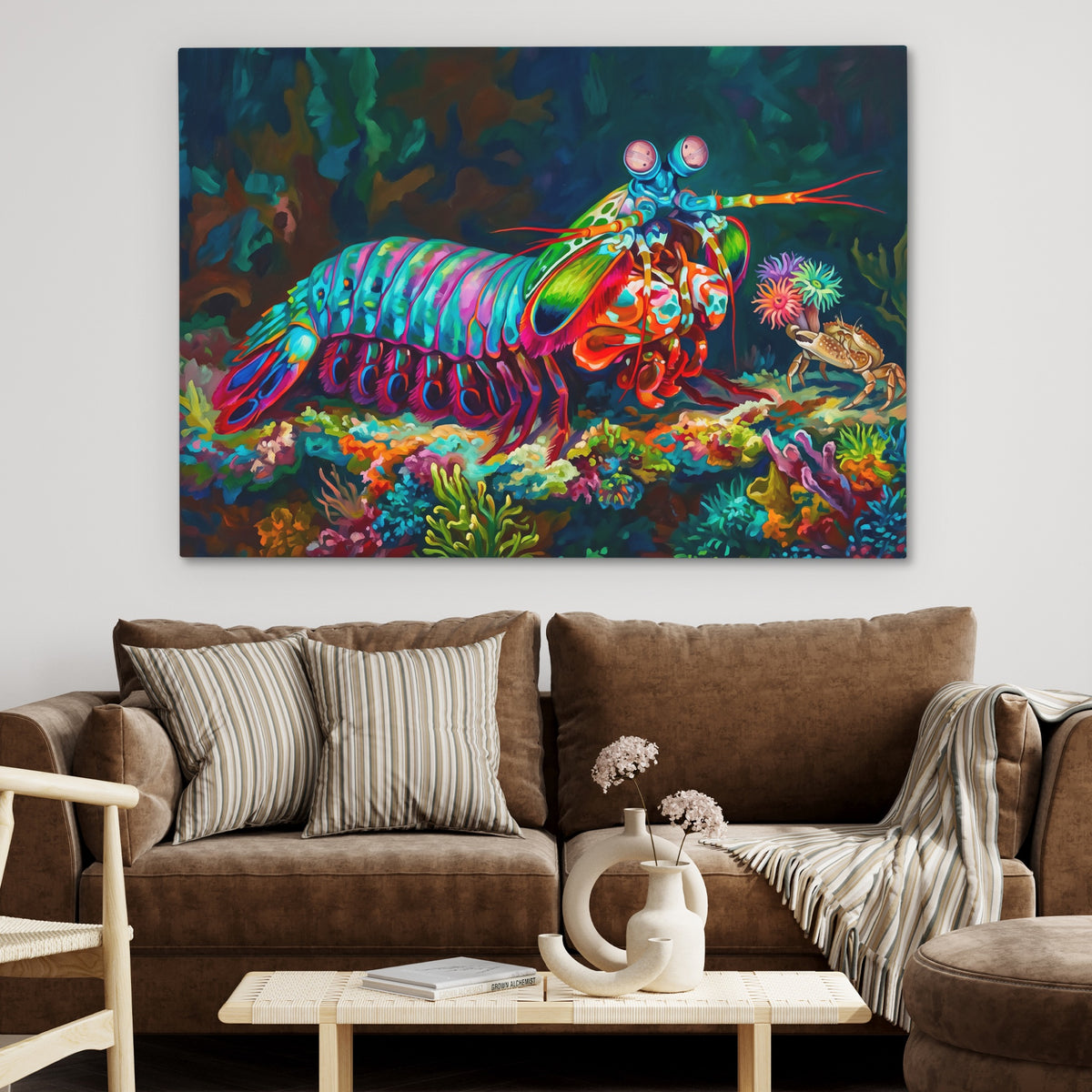 Mantis Shrimp Coral Kingdom — Mantis Shrimp Coral Kingdom Brown Couch 9