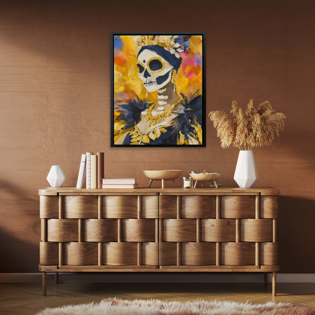 Marigold Skull Crown - Luxury Wall Art
