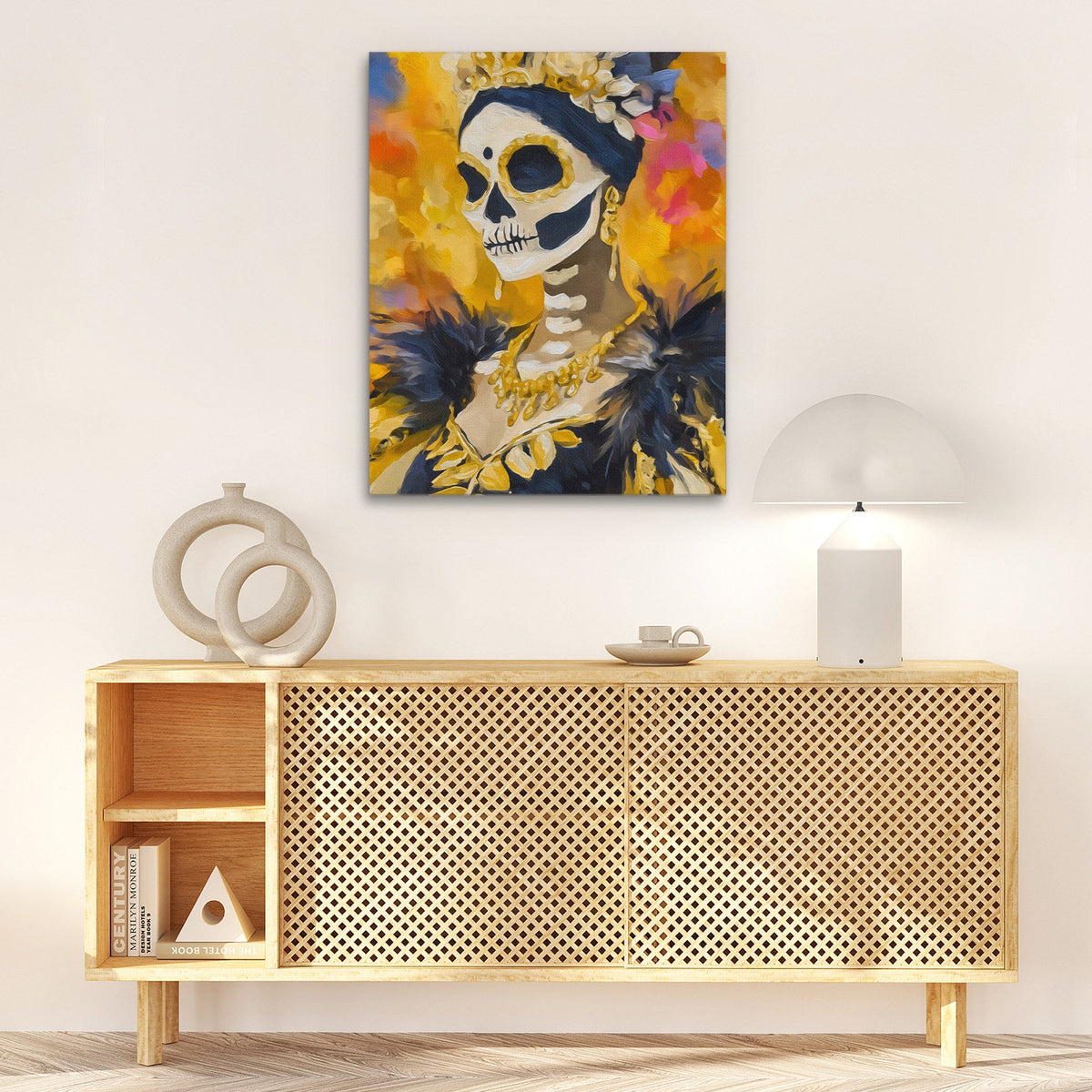 Marigold Skull Crown - Luxury Wall Art