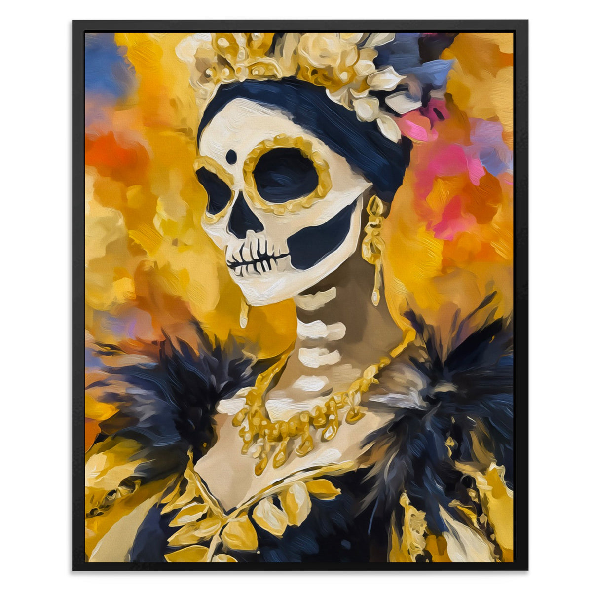 Marigold Skull Crown - Luxury Wall Art