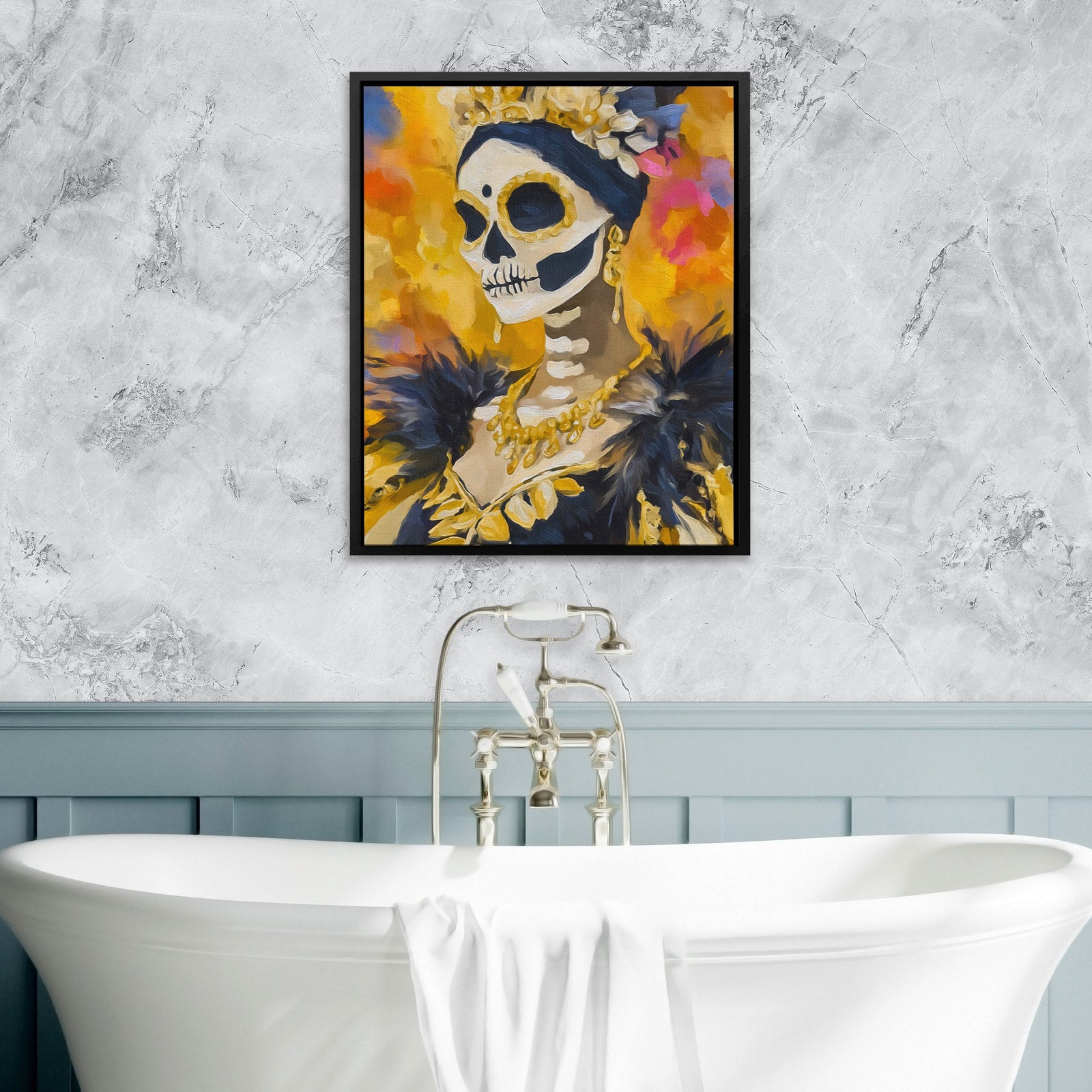 Marigold Skull Crown - Luxury Wall Art